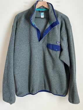 Patagonia Synchilla Pullover Jacket Men Large Fleece T Snap Gray